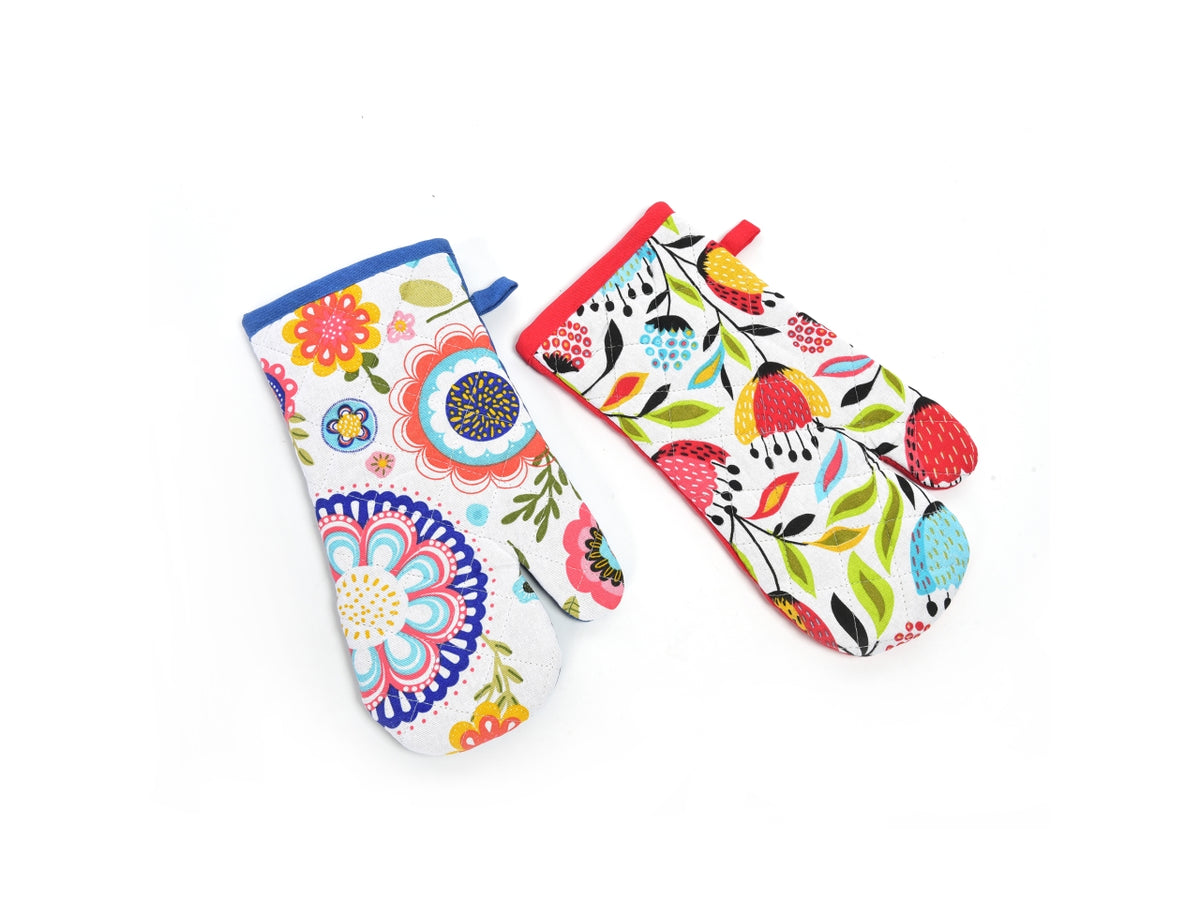 Guanto da forno in cotone multicolor fantasia floreale 18x32 cm - M Home