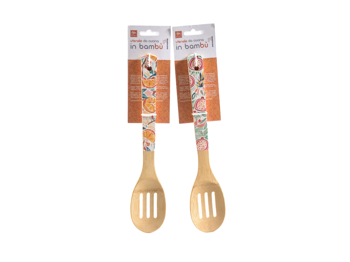 Cucchiaio forato da cucina in bambù 30x6 cm in 2 colori assortiti - M Home