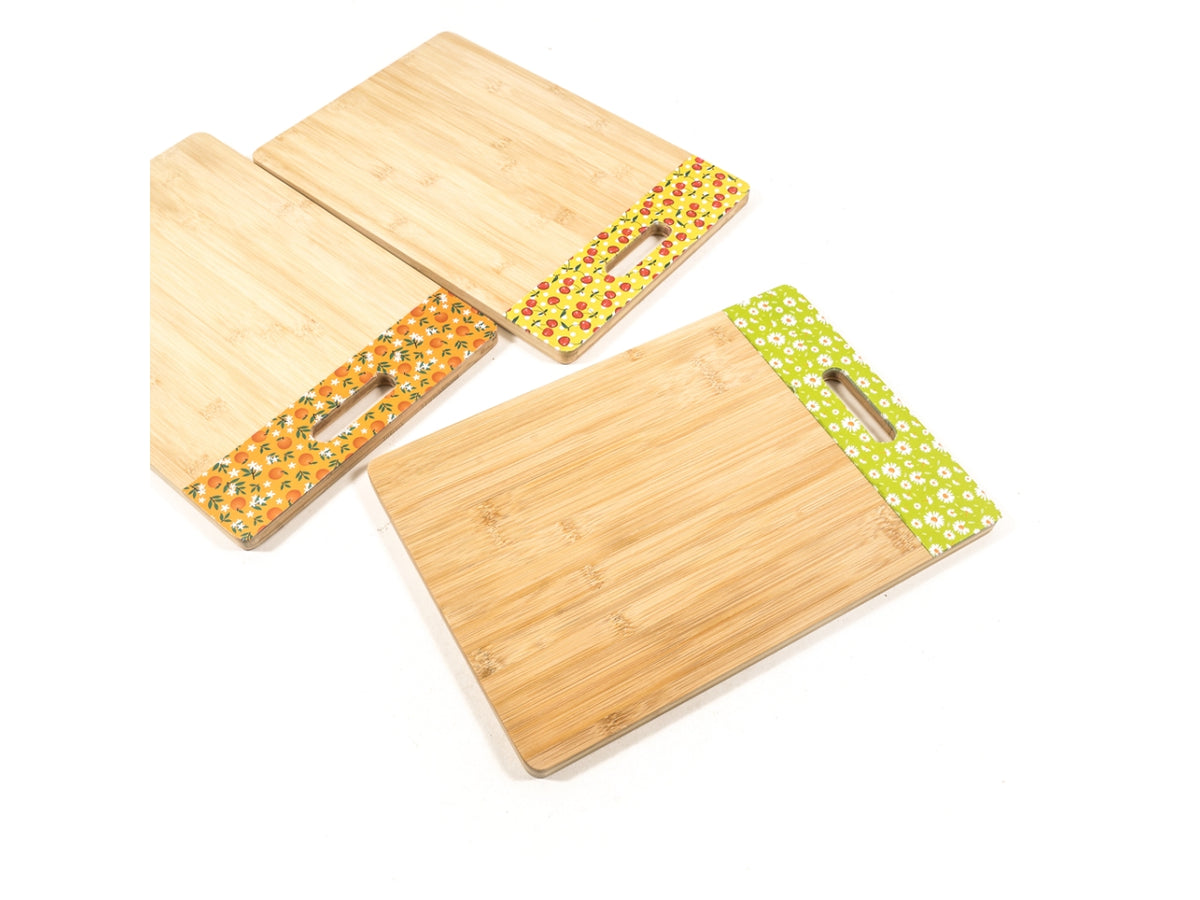 Tagliere in bambù rettangolare con decori 39x27x1,5 cm - M Home