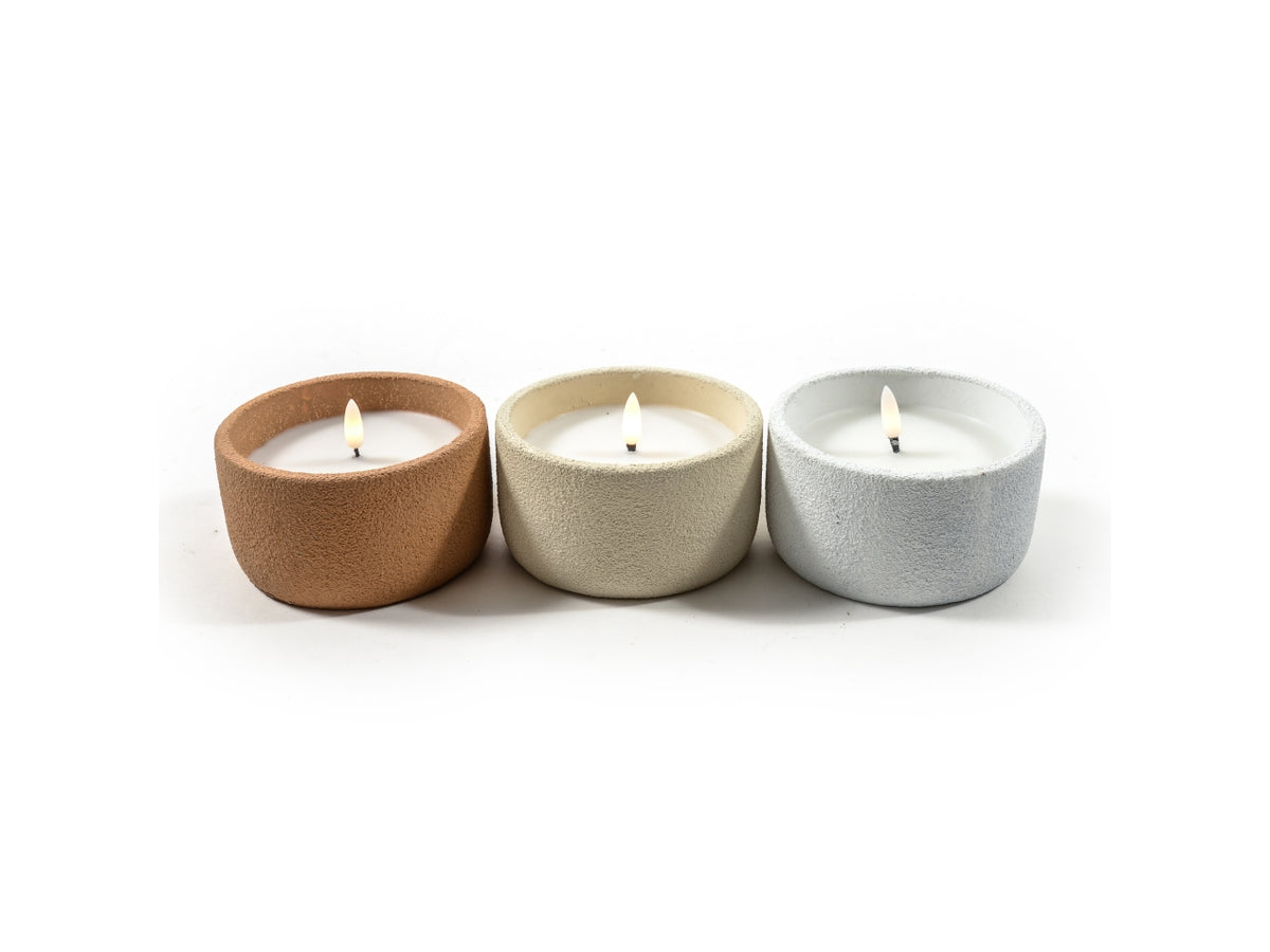 Candela led in vaso in cemento diam.12x7cm colori assortiti