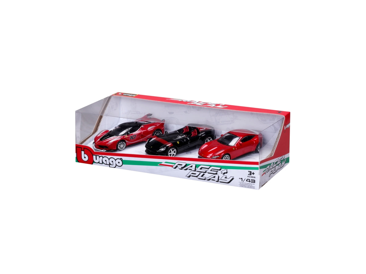 Modellino Auto Ferrari 458 Speciale R&P - Scala 1:43: Die-cast Rosso, Licenza Ufficiale Ferrari, Confezione Regalo con 3 Auto Assortite, Dimensioni 7,5x12,1x27,5 cm, Età 3+ | Bburago