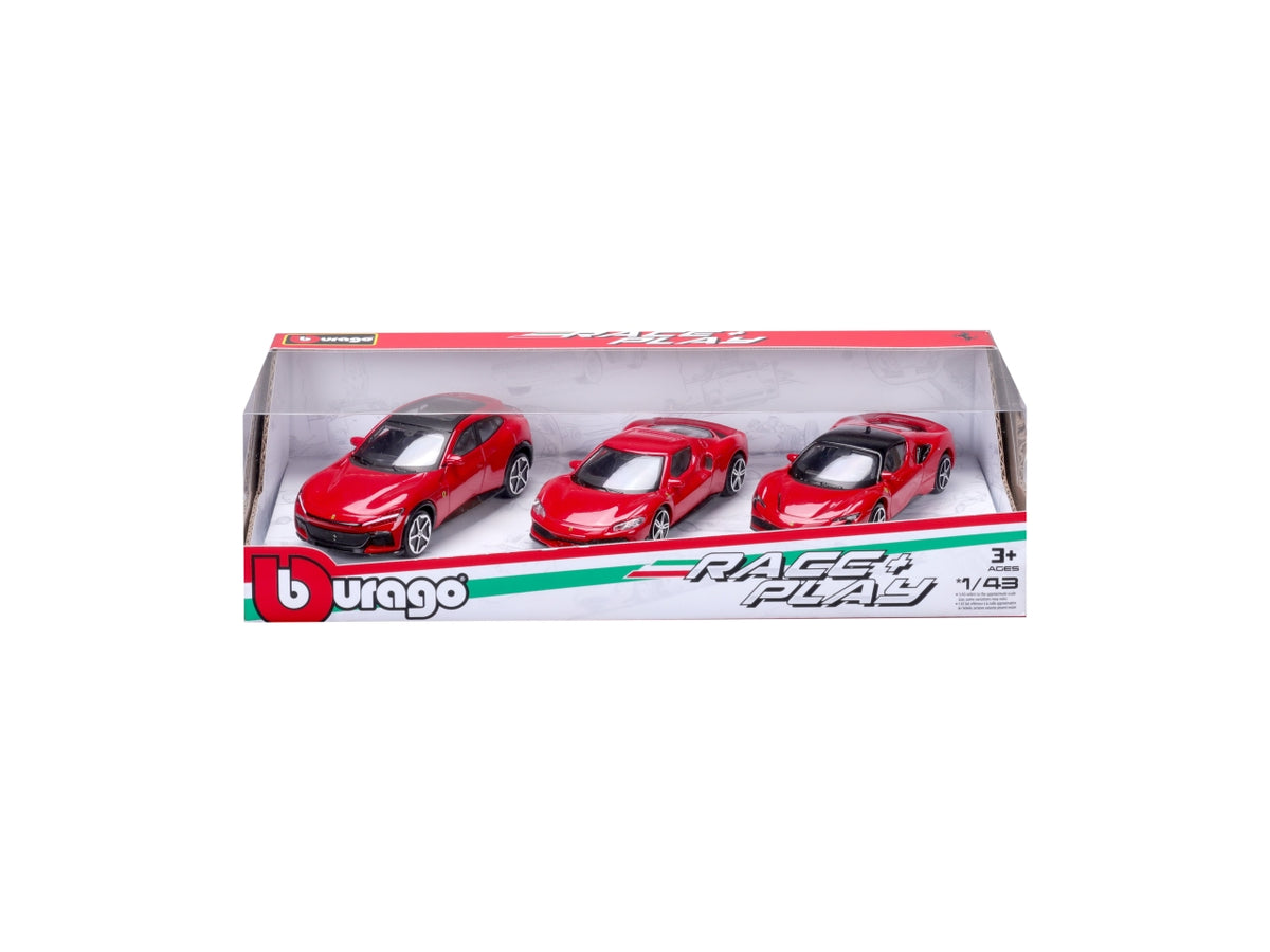 Modellino Auto Ferrari 458 Speciale R&P - Scala 1:43: Die-cast Rosso, Licenza Ufficiale Ferrari, Confezione Regalo con 3 Auto Assortite, Dimensioni 7,5x12,1x27,5 cm, Età 3+ | Bburago