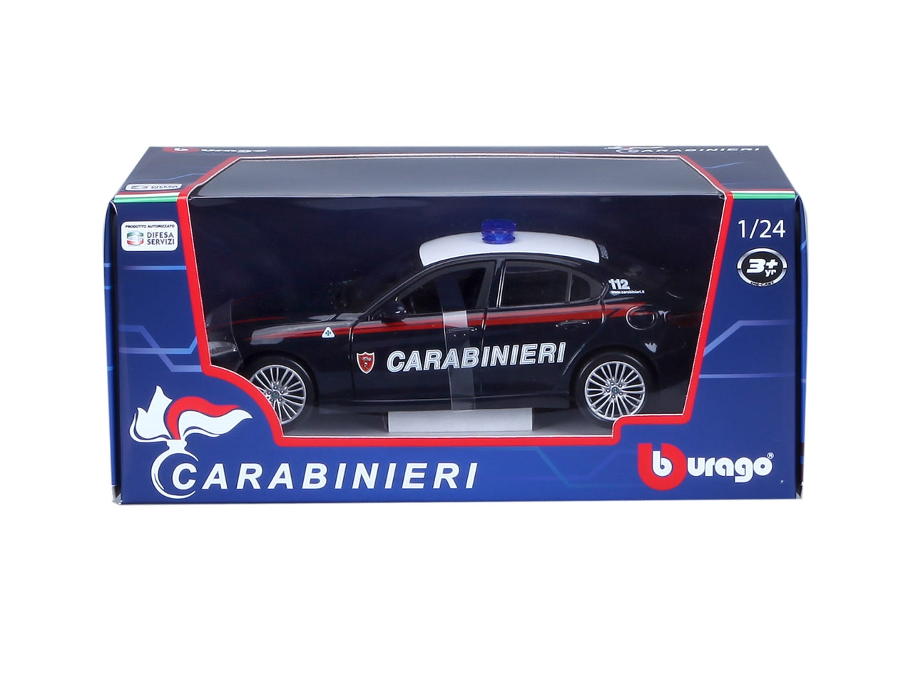 Bburago modellino auto Alfa Romeo Giulietta Stelvio Giulia dei Carabinieri 1:24
