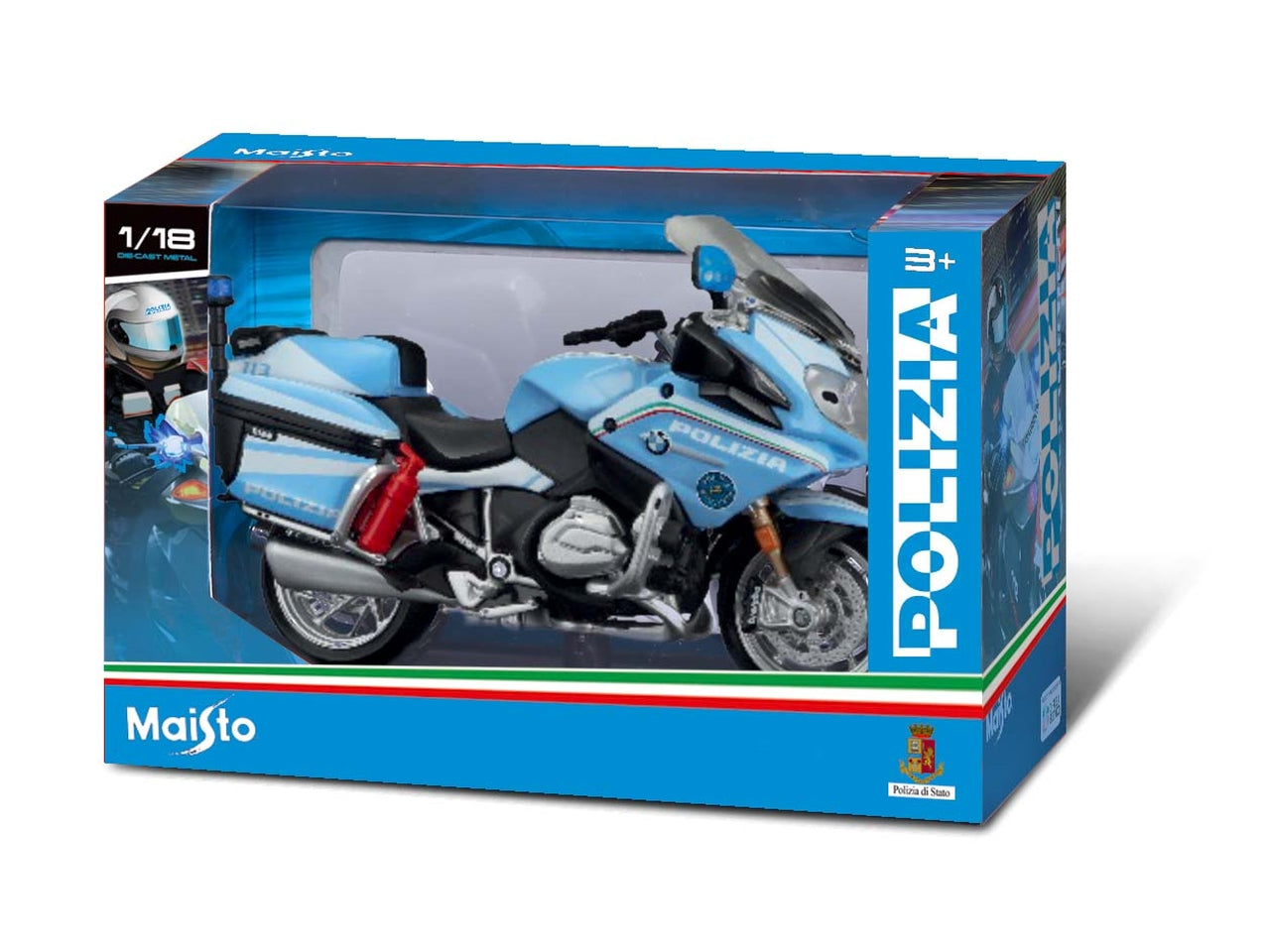 Bburago modellino moto Polizia BMW celeste 1:18