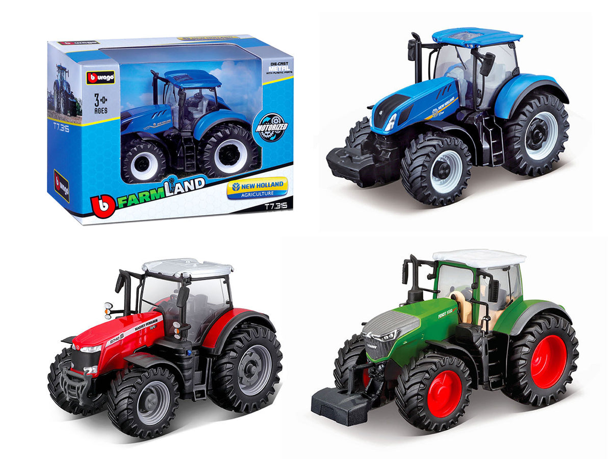 Modellino Trattori Motorizzati 10cm - Modelli Assortiti: Die-cast, Colori Assortiti, Licenze Ufficiali, Retrocarica, Dimensioni 7,9x15,2x10,7 cm, Età 3+ | Burago
