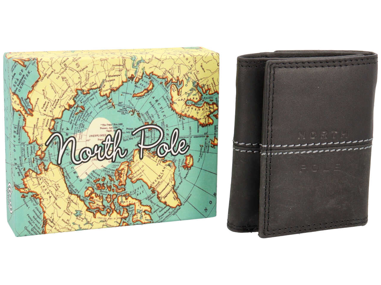 Portafoglio da uomo in pelle nero, Everest con chiusura a bottone e tecnologia RFID, 10x8x3 cm - North Pole