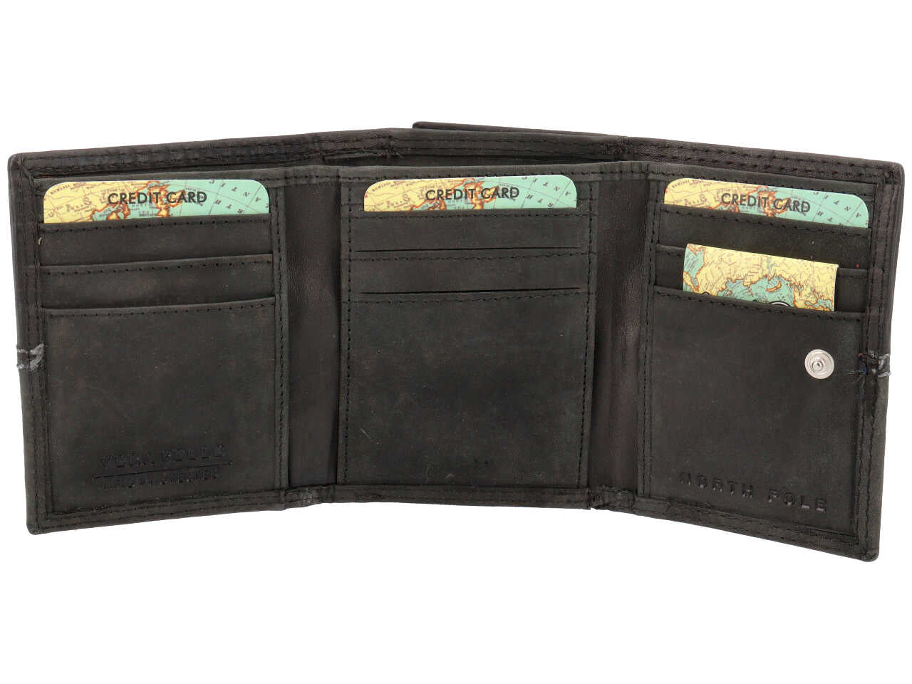 Portafoglio da uomo in pelle nero, Everest con chiusura a bottone e tecnologia RFID, 10x8x3 cm - North Pole
