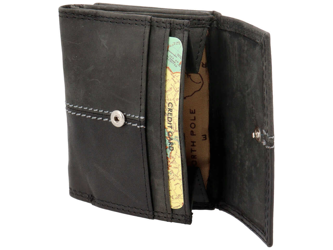 Portafoglio da uomo in pelle nero, Everest con chiusura a bottone e tecnologia RFID, 10x8x3 cm - North Pole