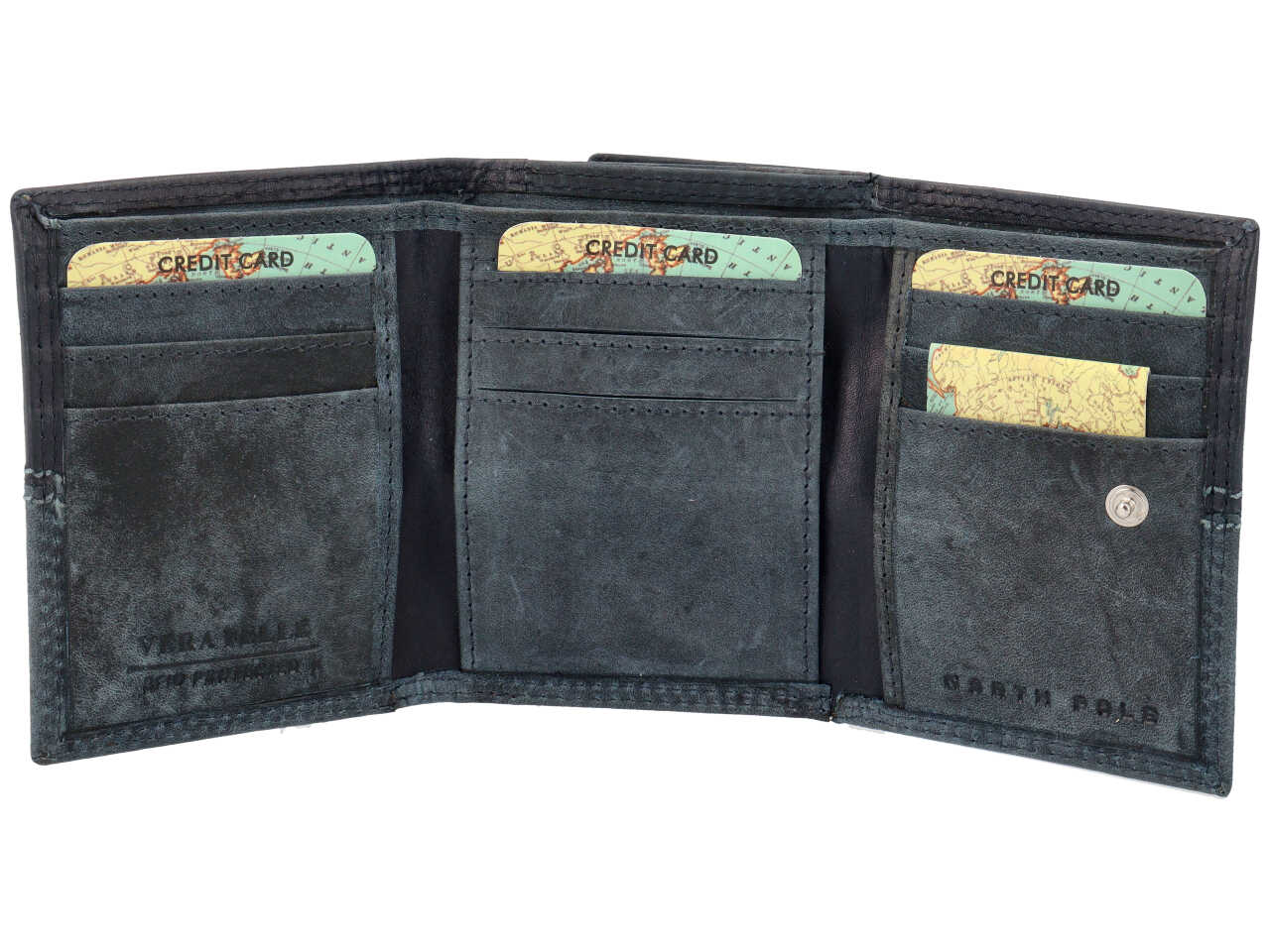 Portafoglio da uomo in pelle blu, Everest con chiusura a bottone e tecnologia RFID, 10x8x3 cm - North Pole