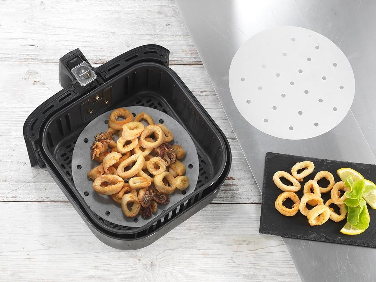 30 fogli carta forno con buchi per friggitrice ad aria benfritto rotonda 22cm ottimo