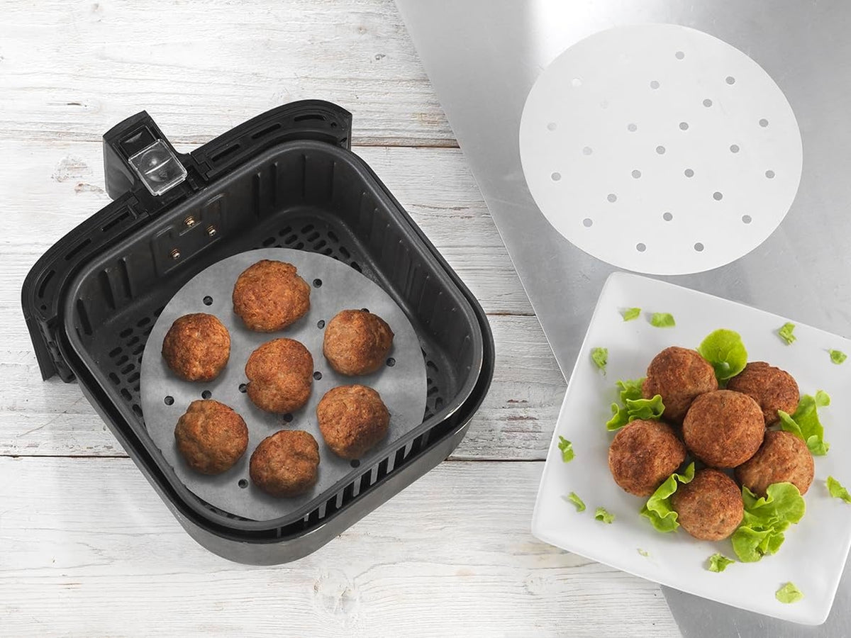 30 fogli carta forno con buchi per friggitrice ad aria benfritto rotonda 22cm ottimo