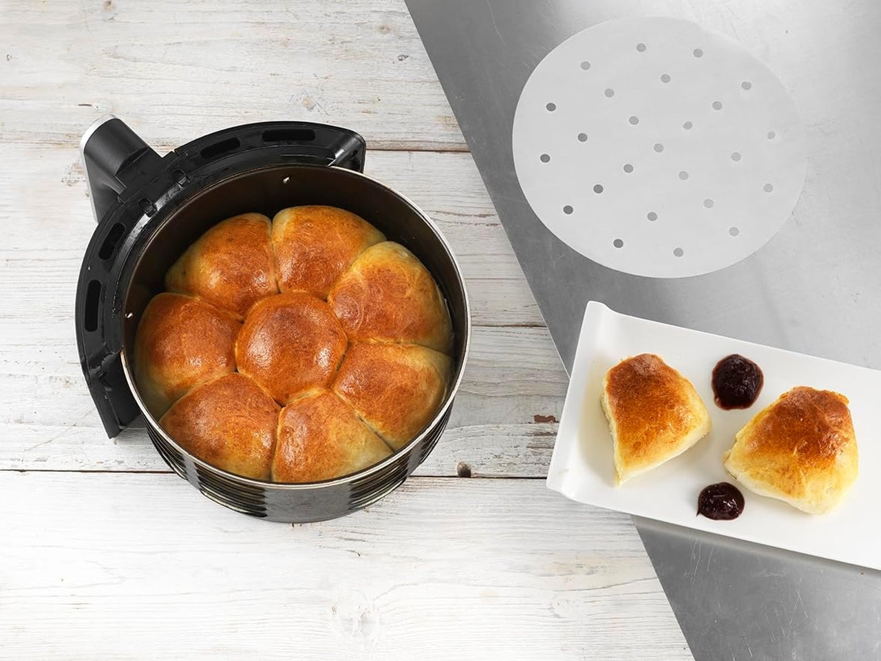 30 fogli carta forno con buchi per friggitrice ad aria benfritto rotonda 22cm ottimo