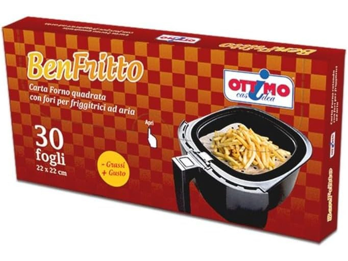 30 fogli carta forno con buchi per friggitrice ad aria benfritto quadrata 22cm ottimo