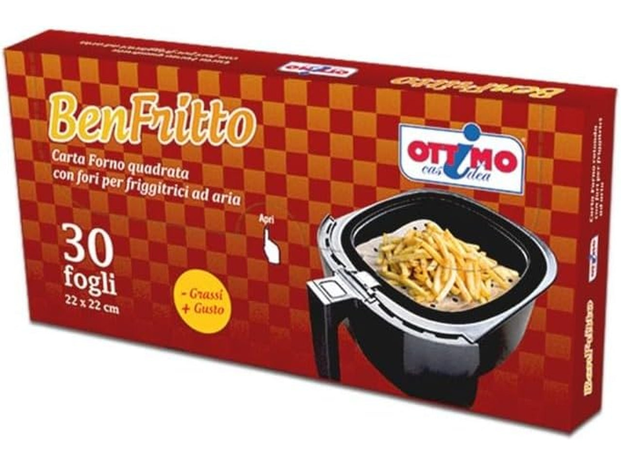 30 fogli carta forno con buchi per friggitrice ad aria benfritto quadrata 22cm ottimo