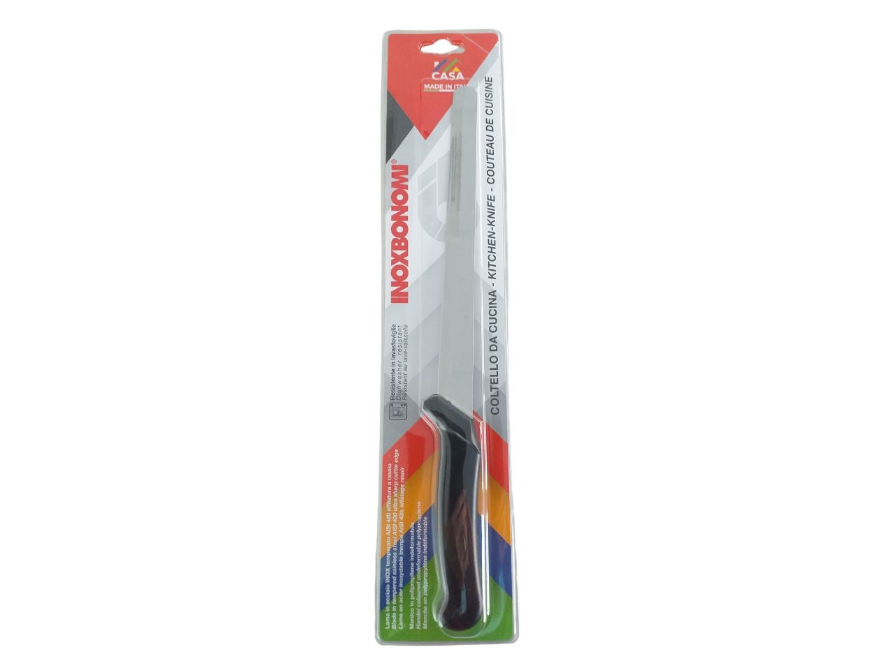 Coltello cucina per proscitto con lama acciaio inossidabile, manico polipropilene indeformabile - lunghezza lama 24 cm - Inoxbonomi