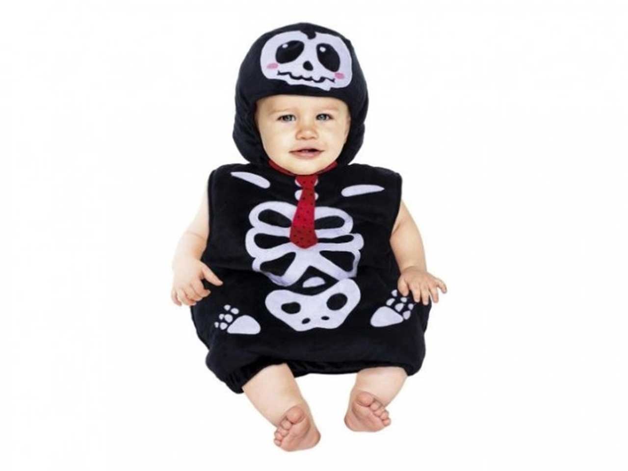 Costume bambino scheletrino a saccotto 6/12 mesi nero e bianco - Carnaval Queen