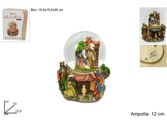 Ampolla carillon natività con magi 12cm assortiti