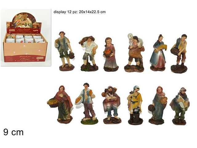 Pastori in resina 9cm modelli assortiti mod. A colori chiari per natività da 9cm