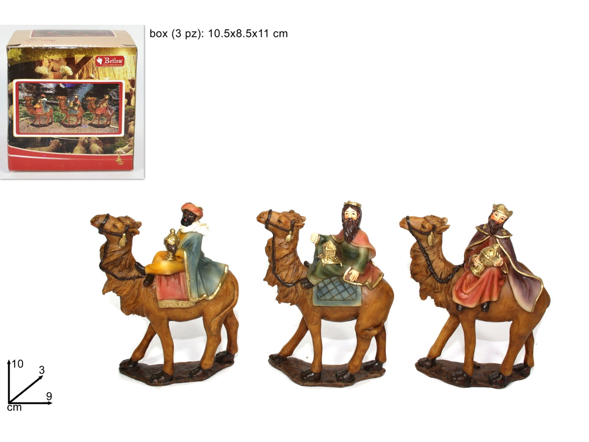 Re magi in resina 14cm set 3 pezzi colori chiari