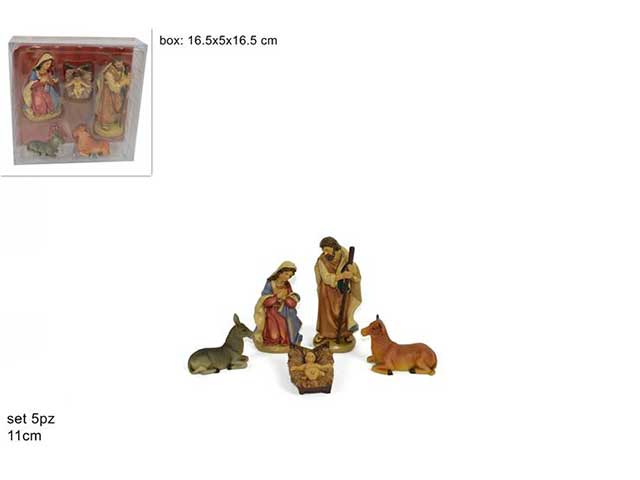 Natività in resina 11cm, set da 5 pezzi