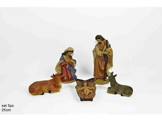 Natività in resina 25cm, set da 5 pezzi