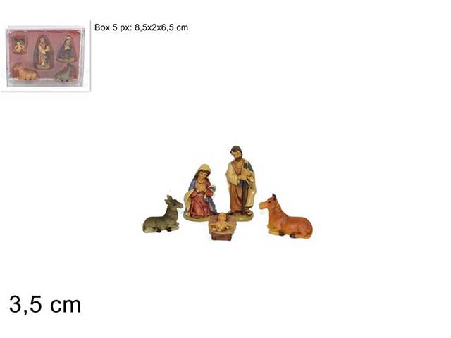 Natività 3,5cm 5 pezzi in box pvc