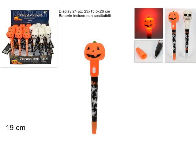 Penna Halloween 20cm con luce in 2 modelli assortiti