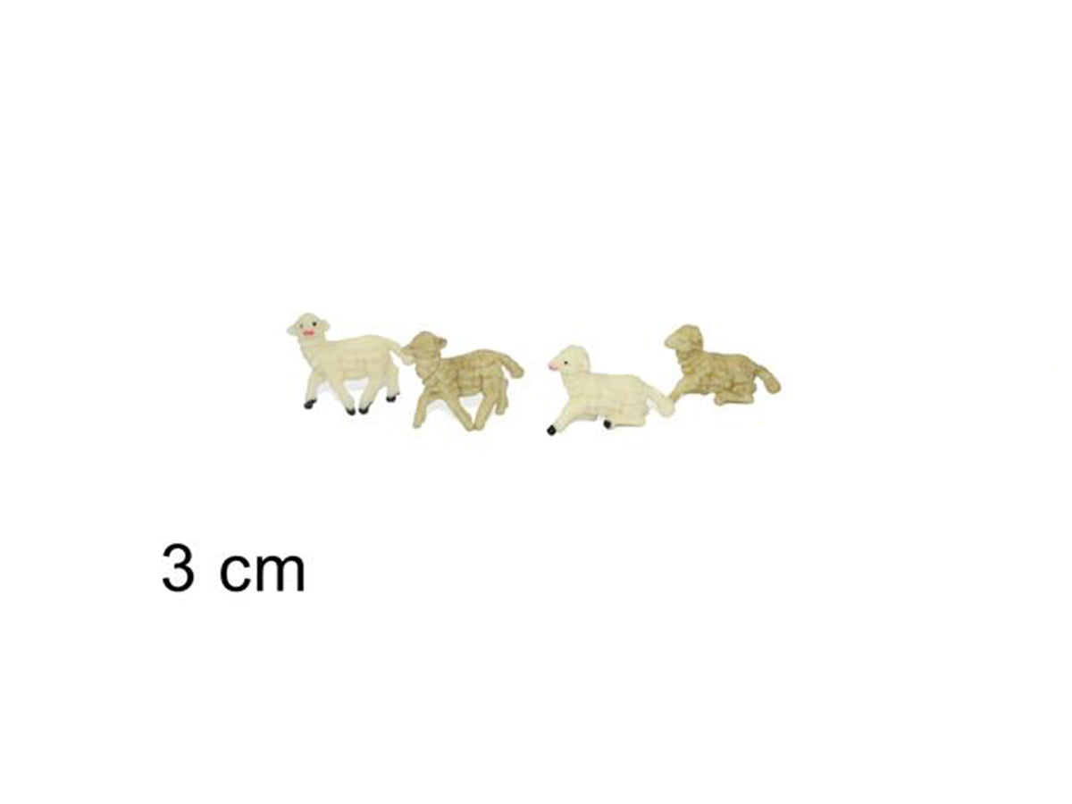 Pecore 3cm set da 4 pecore assortite