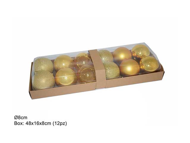 Palla 8cm in confezione da 12 pezzi modelli assortiti oro
