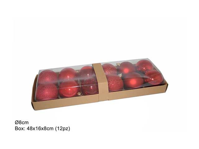 Palla 8cm in confezione da 12 pezzi modelli assortiti rosso