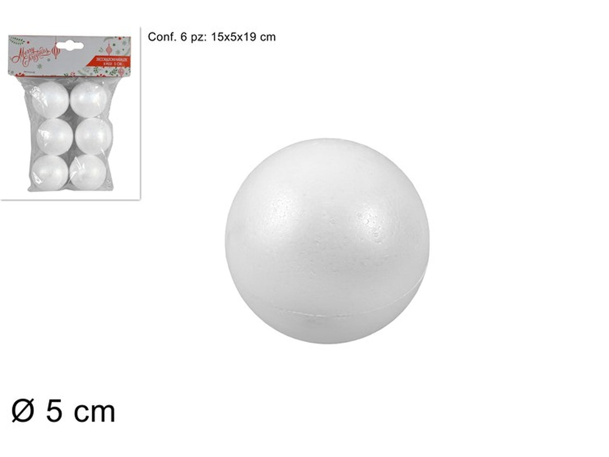 Sfera polistirolo 5cm in confezione da 6 pezzi