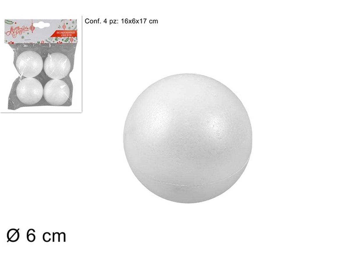 Sfera polistirolo 6cm in confezione da 4 pezzi