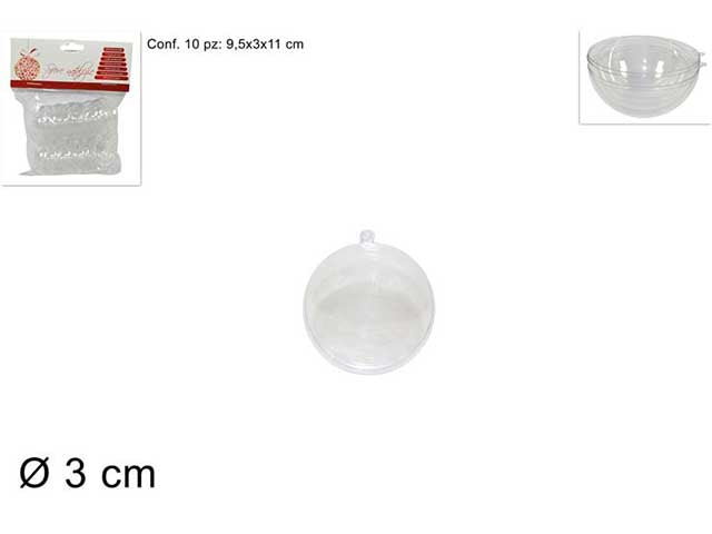Sfera plastica trasp.3cm 10 pezzi