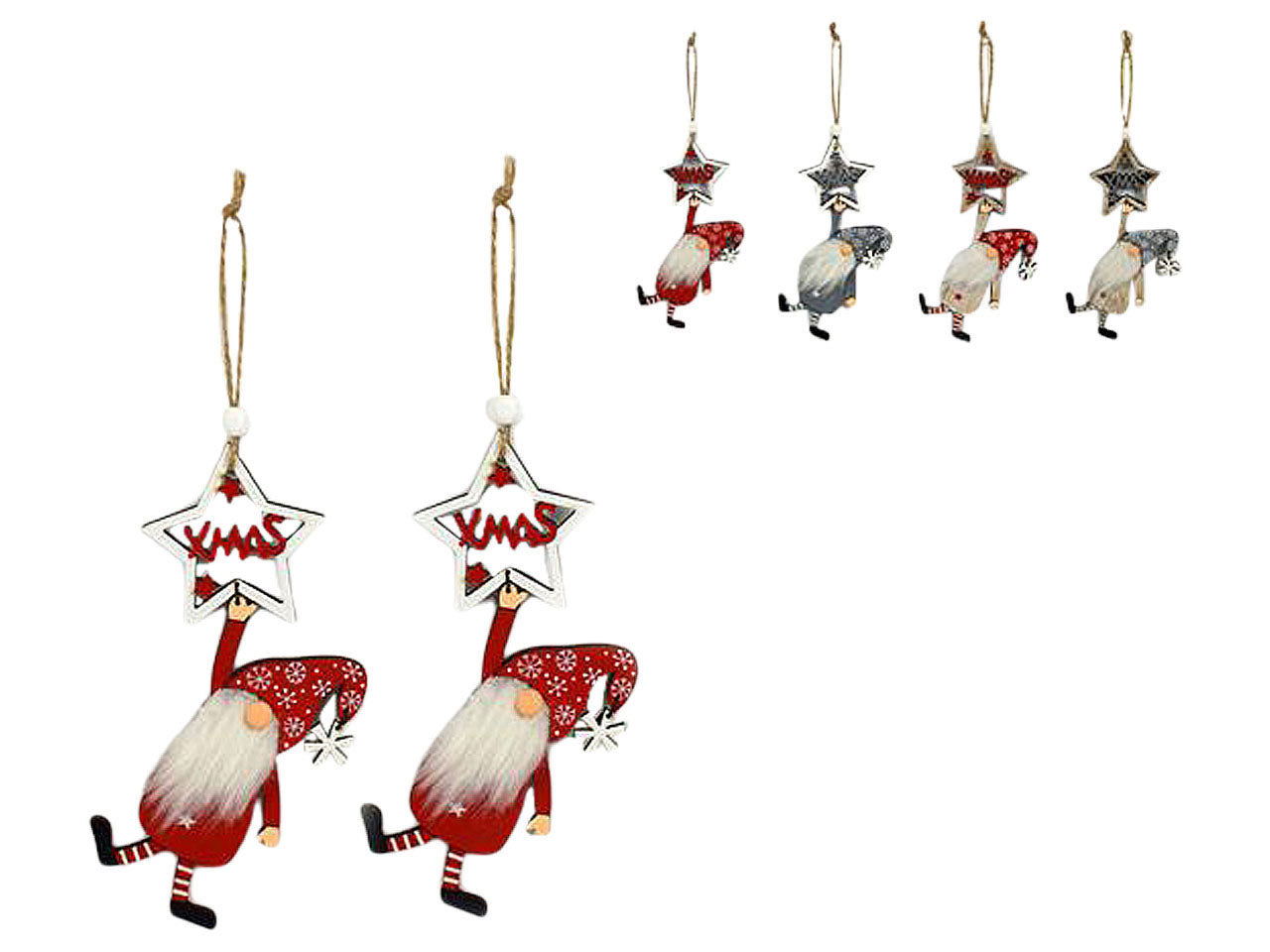 Appendino gnomo di natale legno set 2 pezzi 14cm