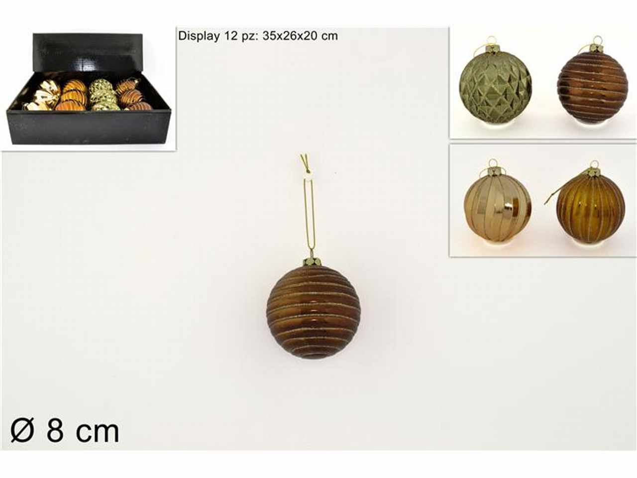 Palla in plastica d.8cm glitter oro al006036