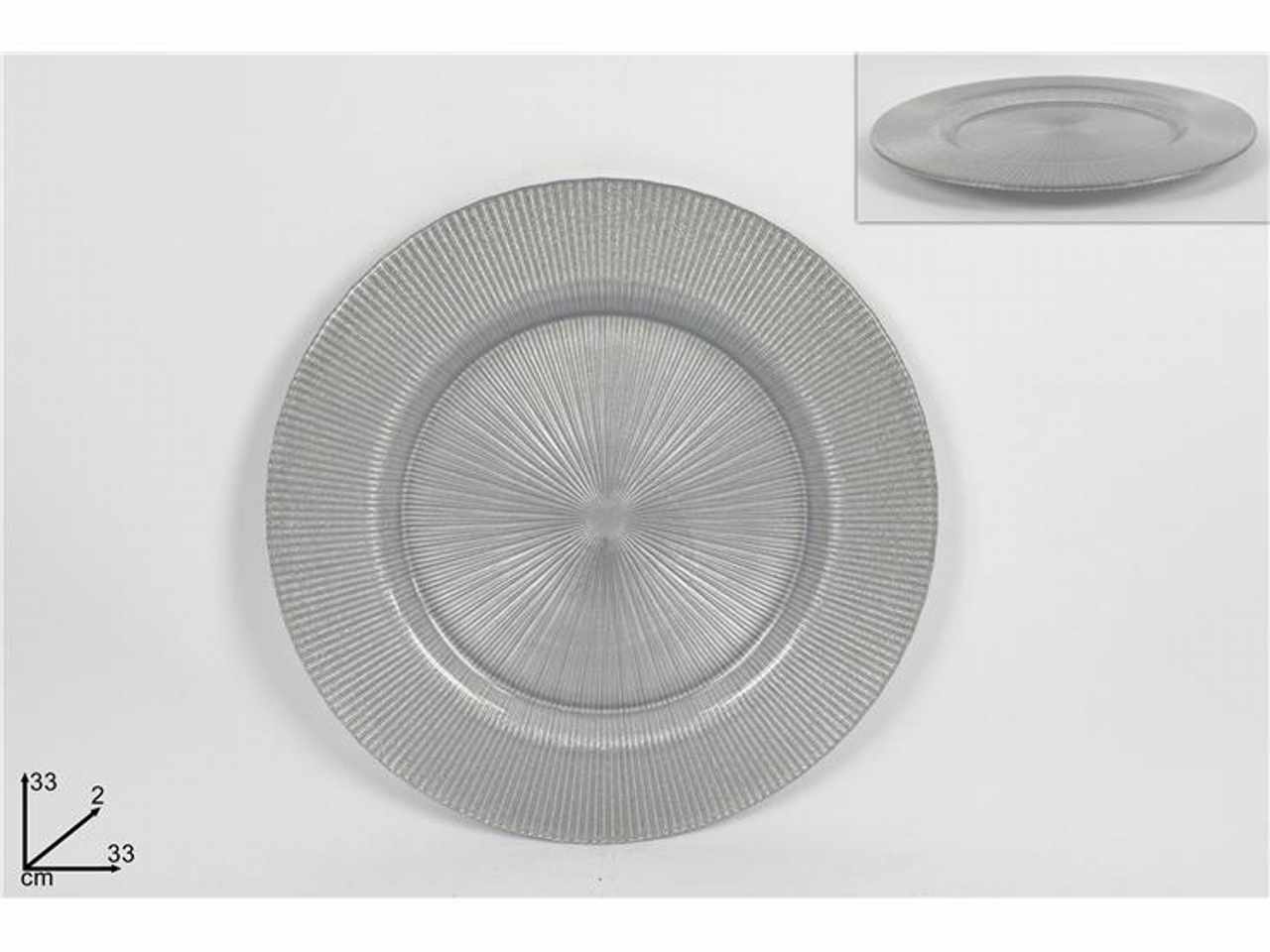 Piatto vetro 33cm silver