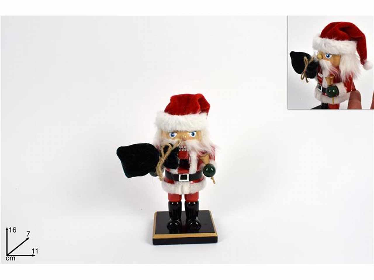 Schiaccianoci babbo natale legno con doni cm16 $