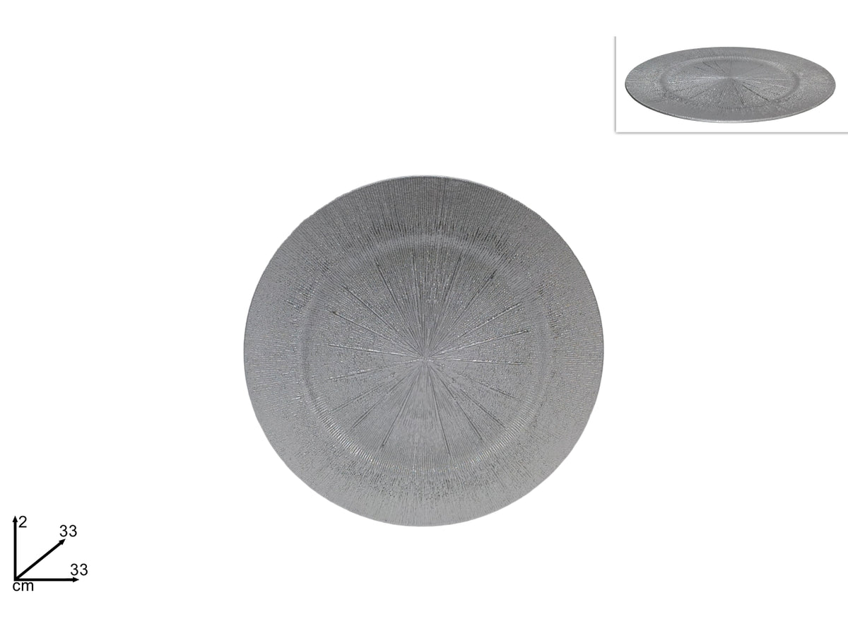 Sottopiatto rigato argento da 33cm