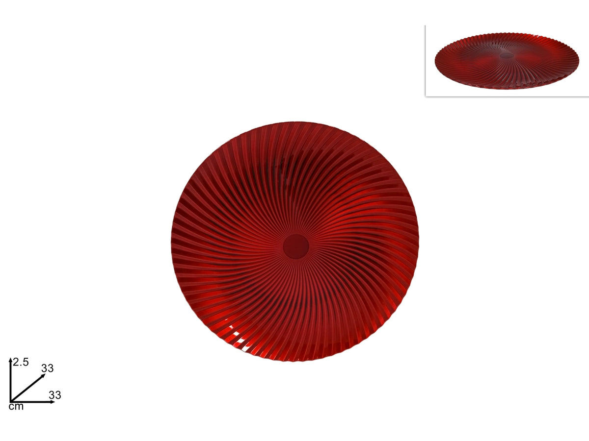 Sottopiatto ondulato rosso da 33cm