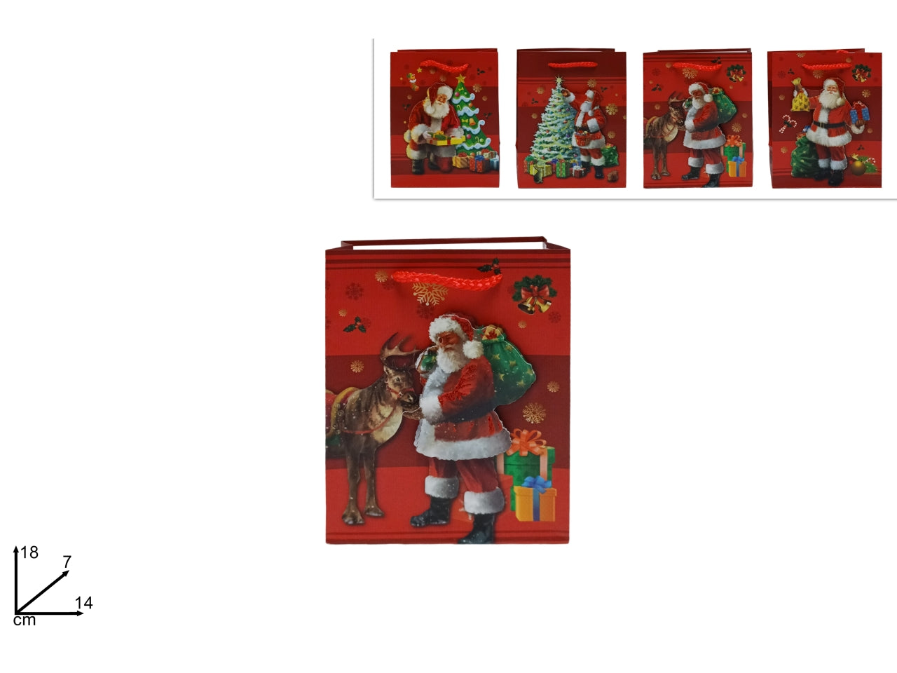 Busta regalo babbo natale 3d in 4 assortimenti 18x14x7cm