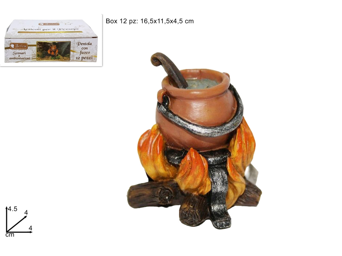 Fuoco con pentola 4,5x4x4cm