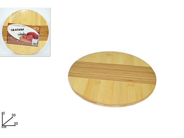 Tagliere tondo in bamboo misura 28,5cm bicolore