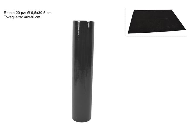 Tovagliette a strappo runner in tnt 30x40cm nere - il rotolo è formato da 20 strappi
