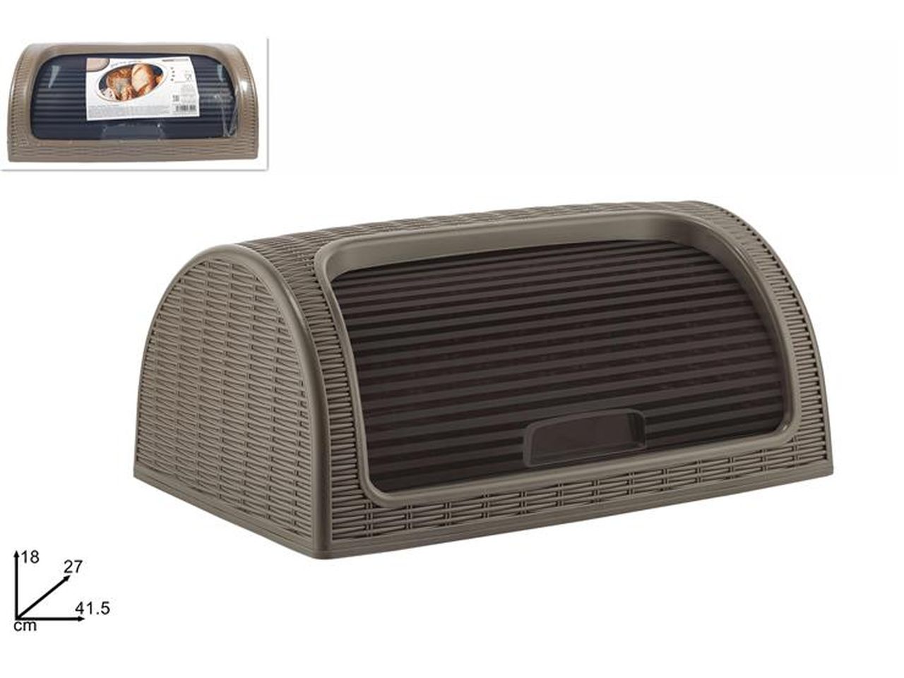 Portapane in plastica effetto rattan marrone