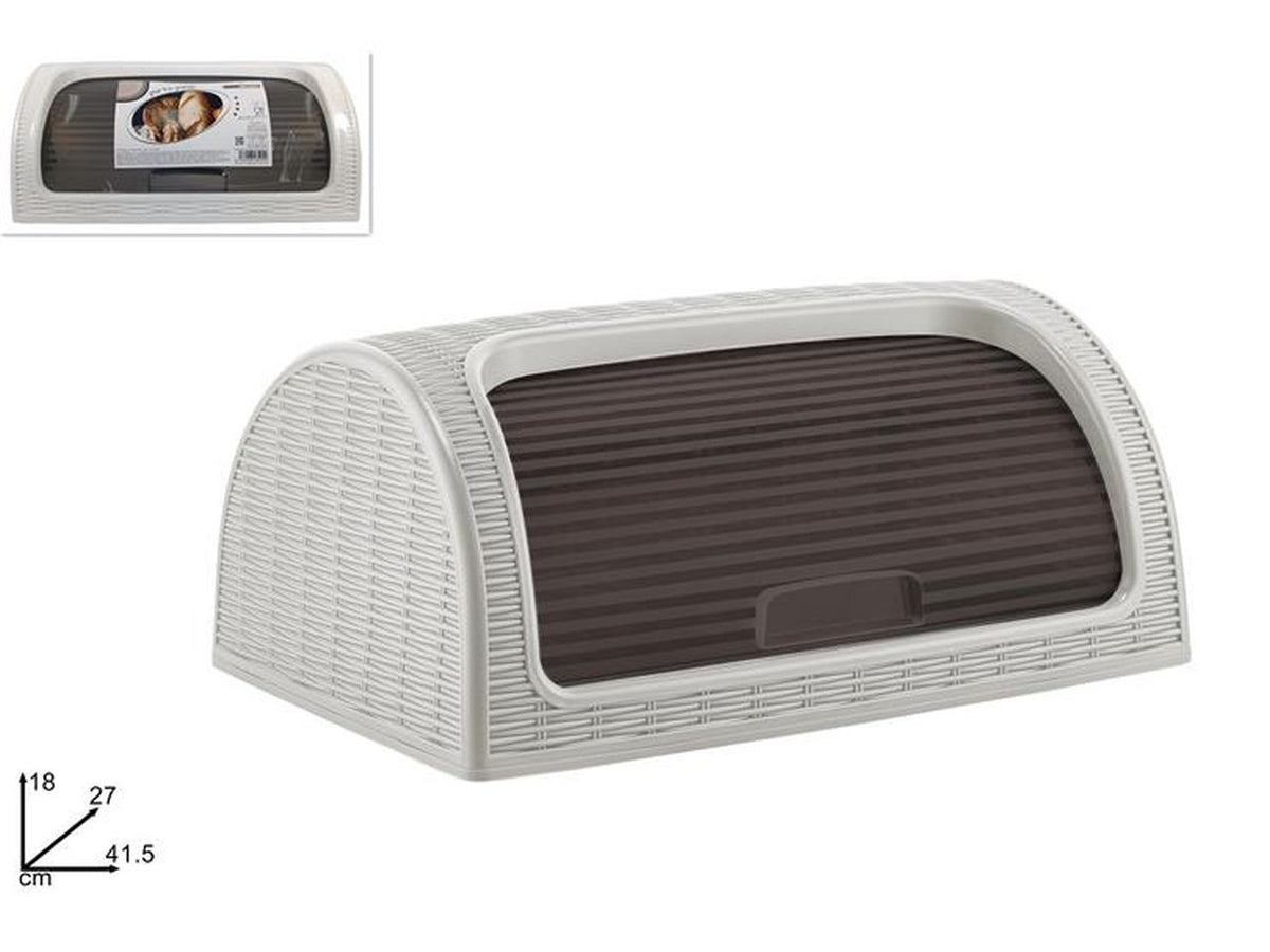 Portapane in plastica effetto rattan bianco