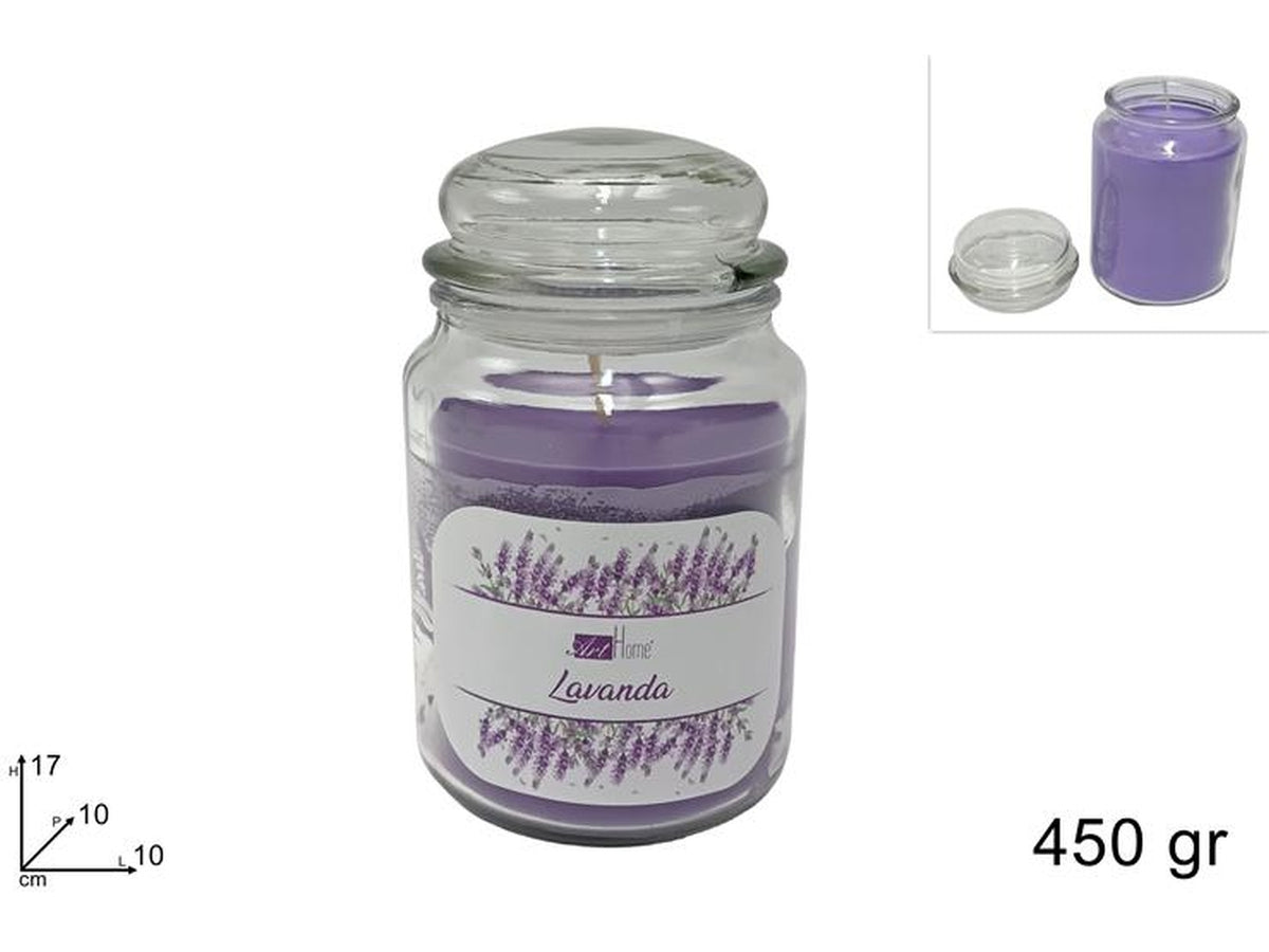 Candela profumata alla lavanda 450gr in barattolo di vetro