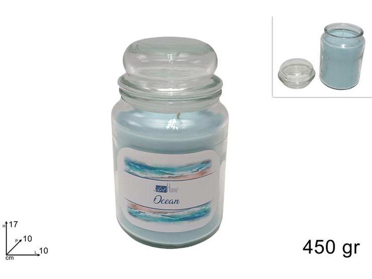 Candela profumata fragranza ocean 450gr in barattolo di vetro