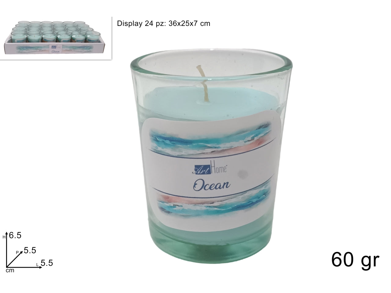 Candela profumata in vasetto di vetro 60gr ocean