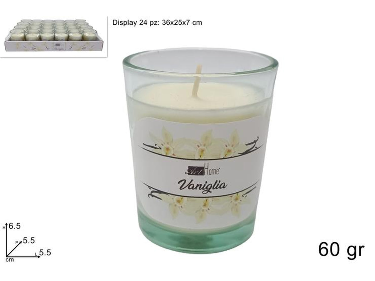 Candela profumata in vasetto di vetro 60gr vaniglia