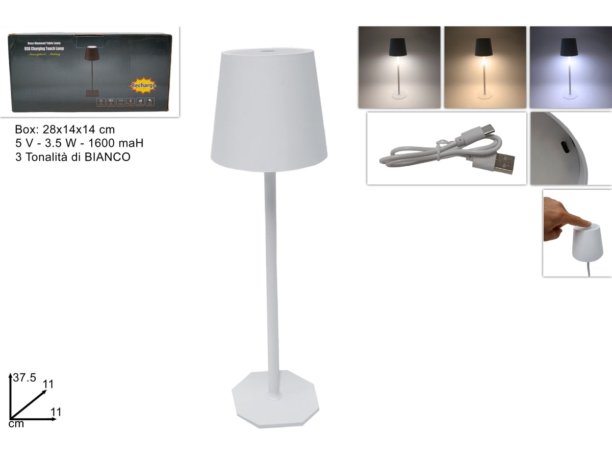 Lampada da tavolo a led ricaricabile touch bianco